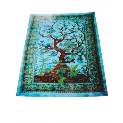 Cubrecamas Arbol de la Vida azul (135x210)